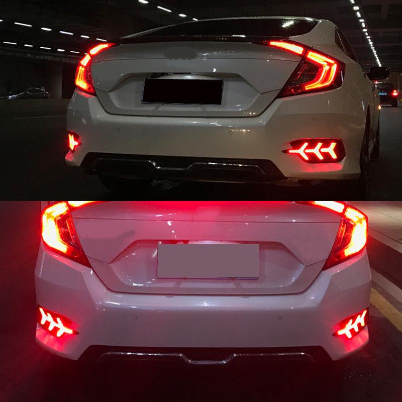 Динамический плавный сигнал поворота, светодиодный отражатель заднего бампера, вождение автомобиля, стоп-сигнал для Honda Civic 2016 2017