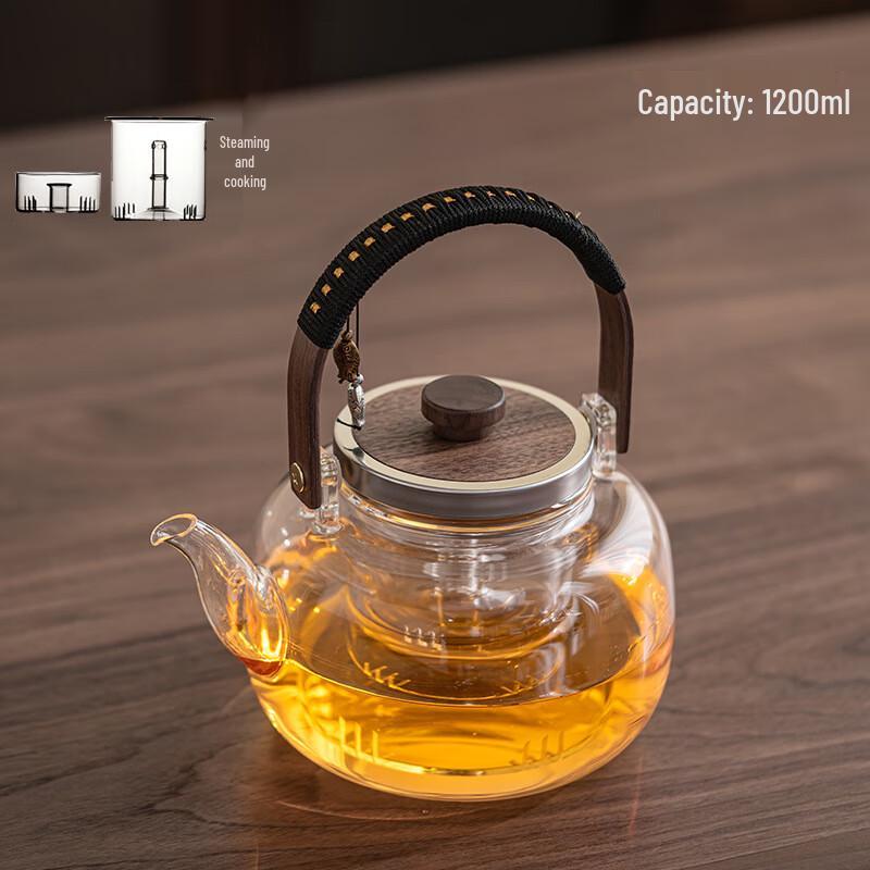Heat-Resistant Glass Teapot with Lift Handle