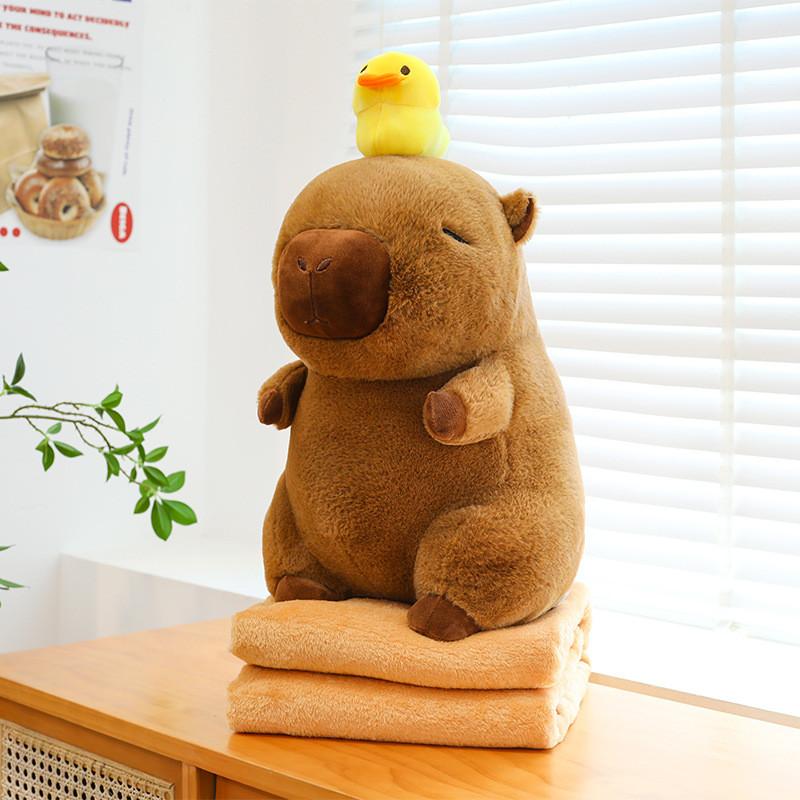 Tortoise Plush Capybara Stuffed Animal Travelfriendly With 2in1 Pillow Blanket