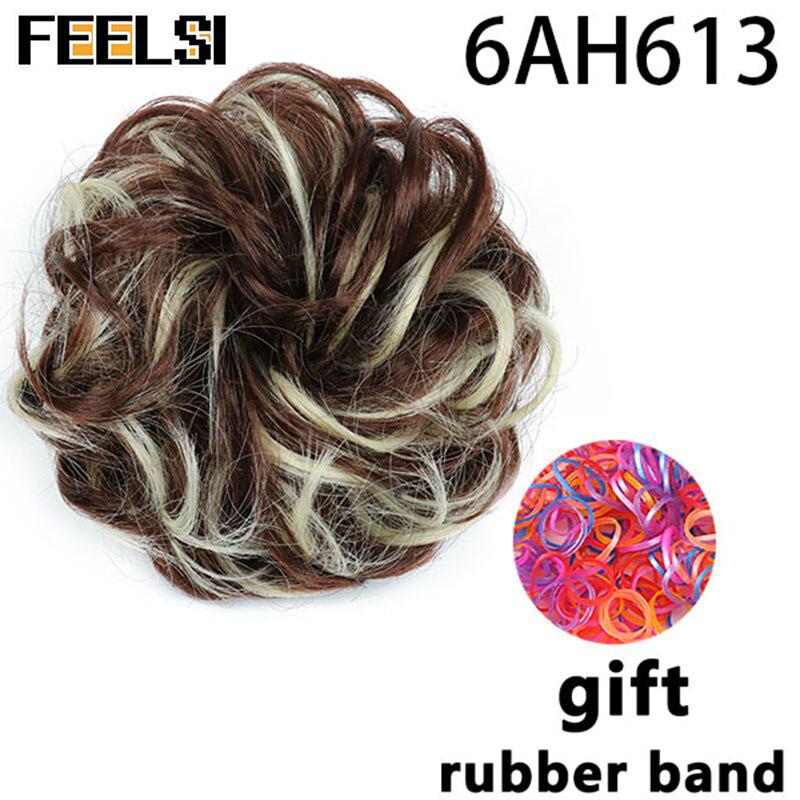 Женский вьющийся шиньон с эластичной резинкой, синтетическая резинка для волос, небрежный пучок, шиньоны