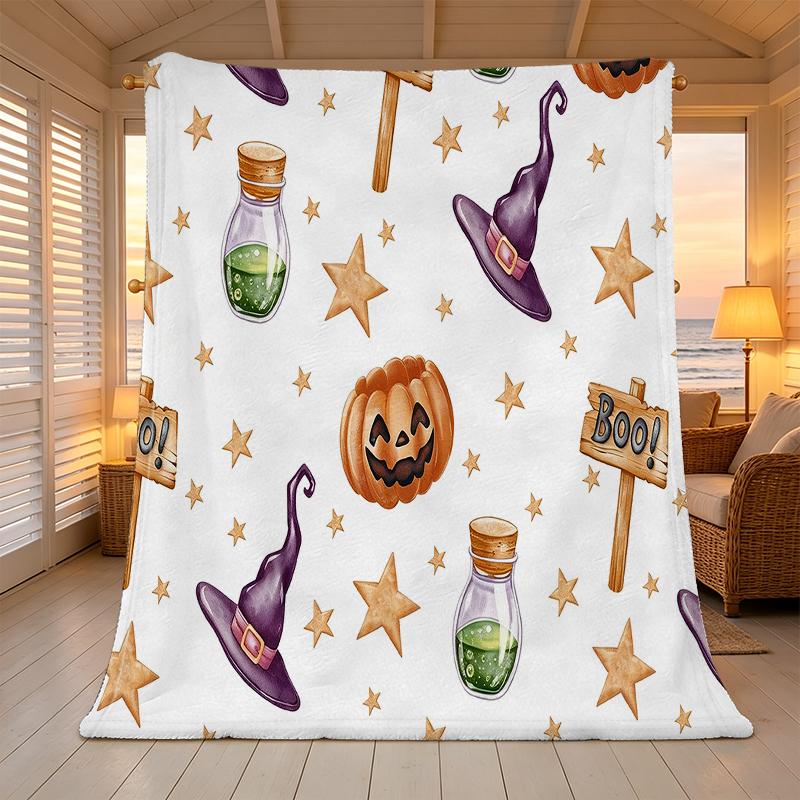 Lightweight Flannel Throw Blanket Soft, Warm Cozy Blanket for Home Lounging, Christmas & Halloween Holiday Decor