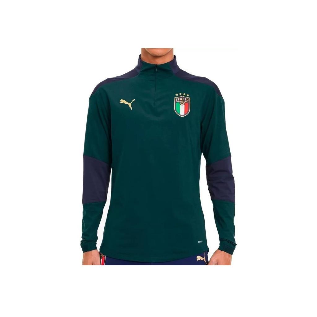 Puma Мужская куртка с длинным рукавом и свободным воротником-стойкой с итальянским узором, зеленая 757215-03