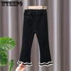 Girls' Bell Bottom Pants with Fleece In Autumn and Winter Black Pants for Children Outerwear Pants Versatile Casual Pants for Baby Girls