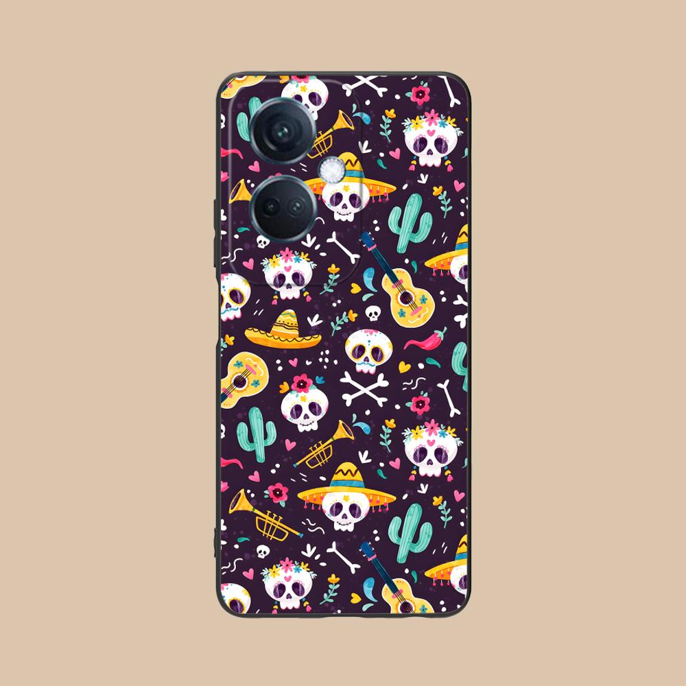Day of the Dead Matte TPU Mobile Phone Case for OPPO Reno 14 13 12 11 10 9 8 7 6 5 F T Pro 5G Colorful Printing Cover