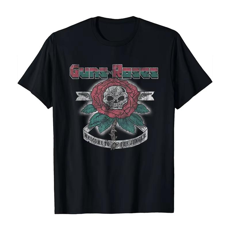 2025 Новые Guns N 'Roses Рок Панк Американский Оверсайз Хай Стрит Мужская и Женская Летняя Хлопковая Американская Удобная Футболка