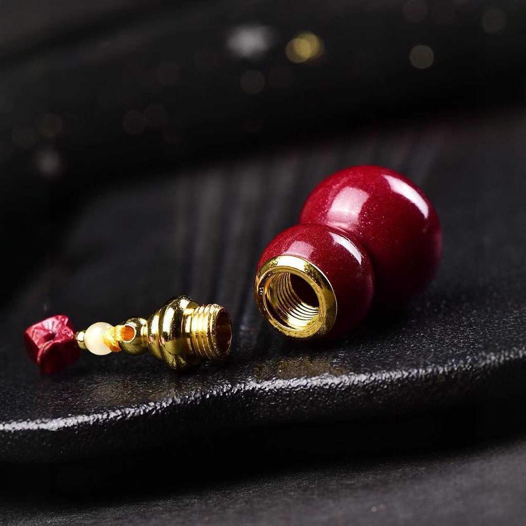 Cinnabar Gourd Pendant Necklace & Keychain – Openable Bottle for Cinnabar Gold Sand, Natural Stone, Good Luck Charm for All Genders.