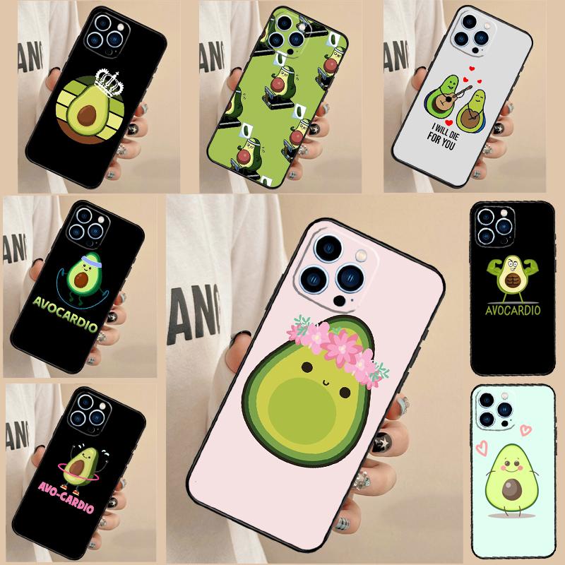 cute cartoon Avocado Fitness Phone Case For iPhone 17 Air 16 15 14 13 11 12 Pro Max 13 12 mini 15 16 Plus 16e Cover Funda
