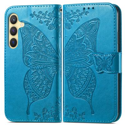 Чехол для Samsung Galaxy S25+ с ремешком, узор «бабочки», кошелек из ПУ кожи, чехол для телефона