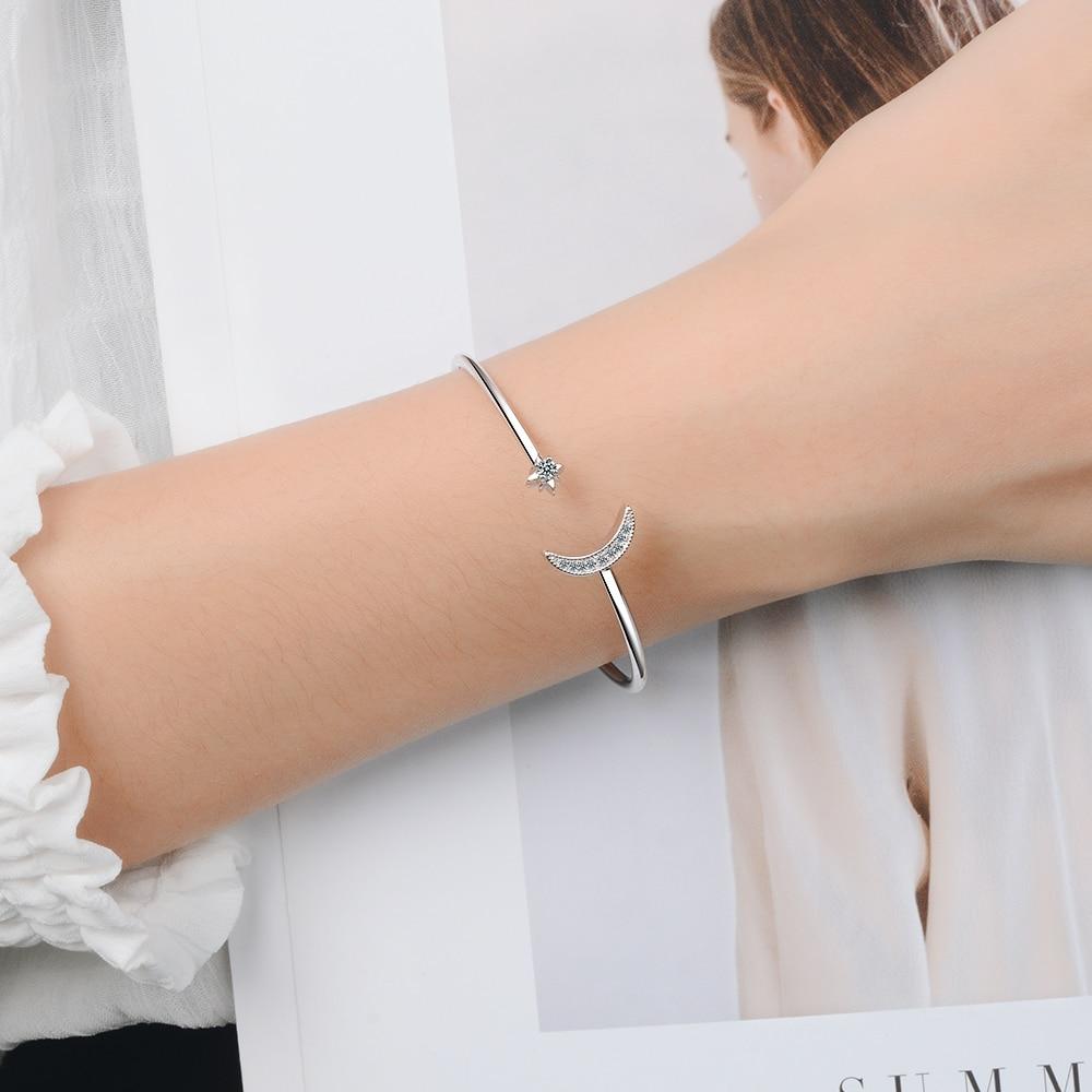 925 стерлингового серебра мода звезда и луна браслеты браслет мозаика циркон браслеты для женщин и девочек дропшиппинг S-B35