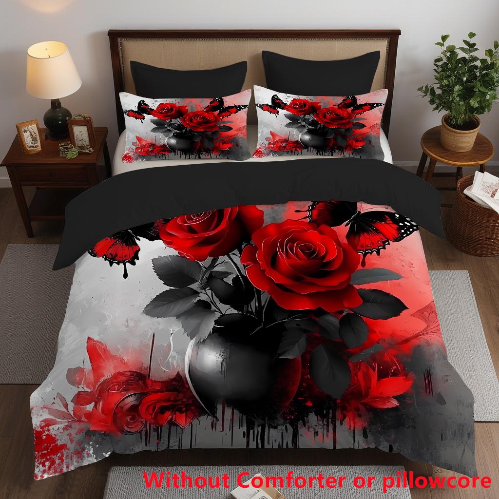 3D Printed Quilt Cover Set Elegant High-End Beauty Rose Bedding Cover Pillowcase Luxury Home Textiles Floral Duvet Cover Sets