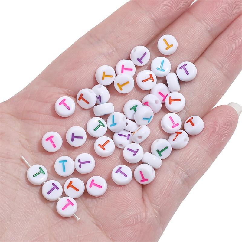 500G Acrylic Colorful A-Z English Letter Beads Flat Round Alphabet Beads For Jewelry Making DIY Couple Friendship Bracelet Necklace