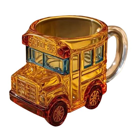 Кружка стеклянная в форме школьного автобуса Yousheng 10 унций, новинка, чашка для питья для детей, коллекционеров, забавный контейнер для напитков на автомобильную тематику
