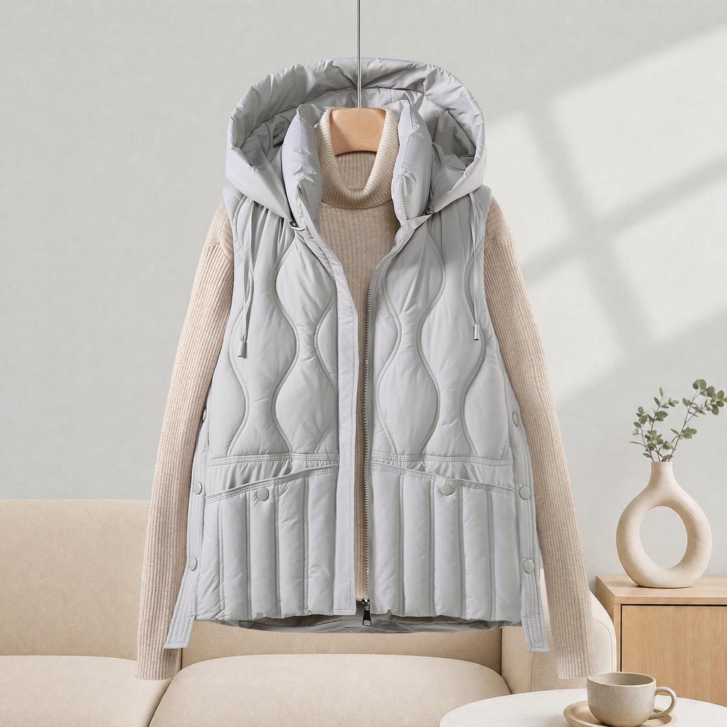 Winter fashion new thickened cotton-padded clothes women's loose hooded warm versatile down cotton vest jacket