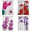 Purple Phalaenopsis Orchid Print Curtain Butterfly Curtain Bedroom Living Room Kitchen Blinds Window Short Curtain Cortina 2pcs