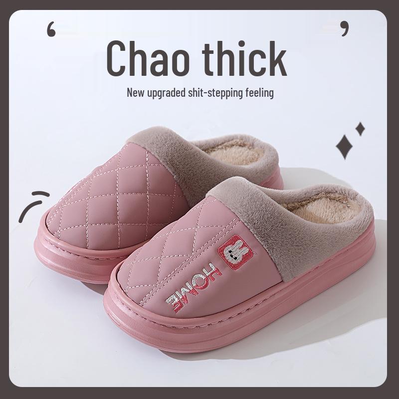 Зимние водонепроницаемые хлопковые тапочки 2025 года: Обувь для помещений и улицы с толстой подошвой, нескользящая, закрывающая пятку, для мужчин и женщин