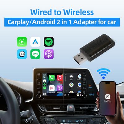 Беспроводной адаптер CarPlay Android Auto 2 в 1 для смартфонов iPhone и Android Быстрое подключение Простая настройка