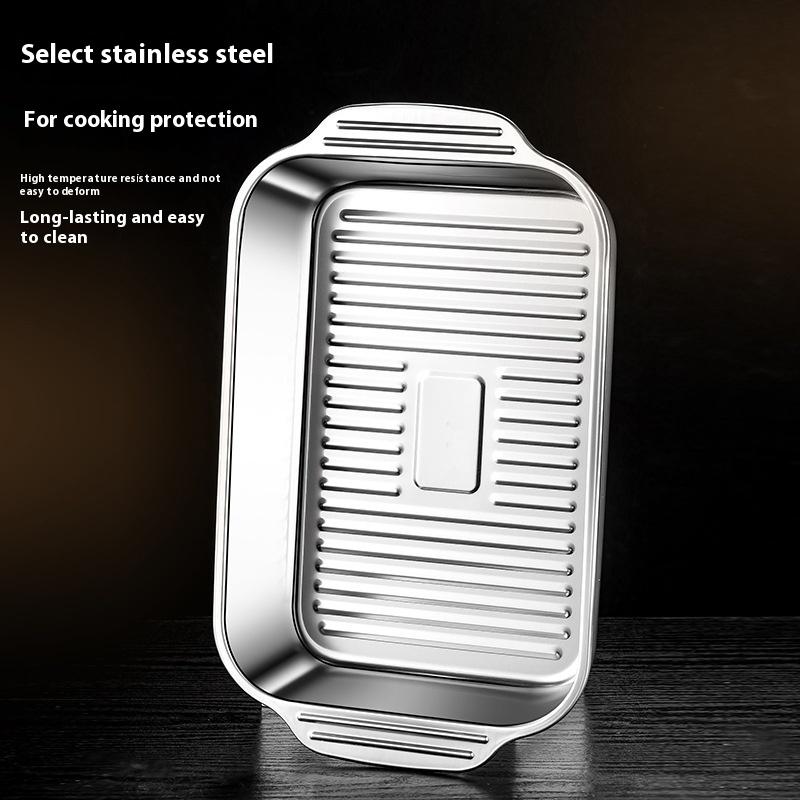 Прямоугольный глубокий поднос из нержавеющей стали с ручкой, нержавеющий многоцелевой поднос для хранения продуктов для использования на кухне, инструменты