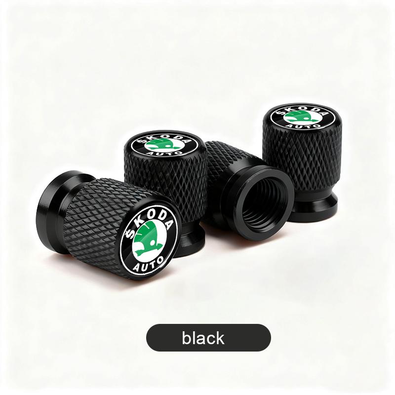 HRQB8 Car Tire Valve Stems Cap Aluminum Tyre Wheel Stem Air Valve Cover Airdust For Skoda Octavia Fabia Kamiq Kapoq Rapid SCALA Superb
