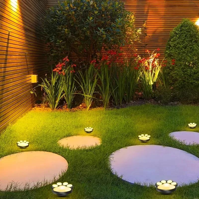 Солнечный Солнечный Светильник Кошачья Лапа Уличный Водонепроницаемый Светодиодный Маркер для Садовой Дорожки Патио Газона Кемпинга Креативный Декор Животное Лапа Автоматический Ночной Светильник