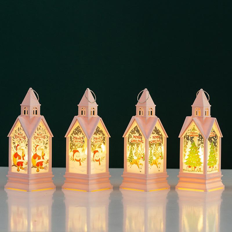 Wind Light Portable Christmas Decorations Castle Nightlight Gifts Luminous Tabletop Decoration Props
