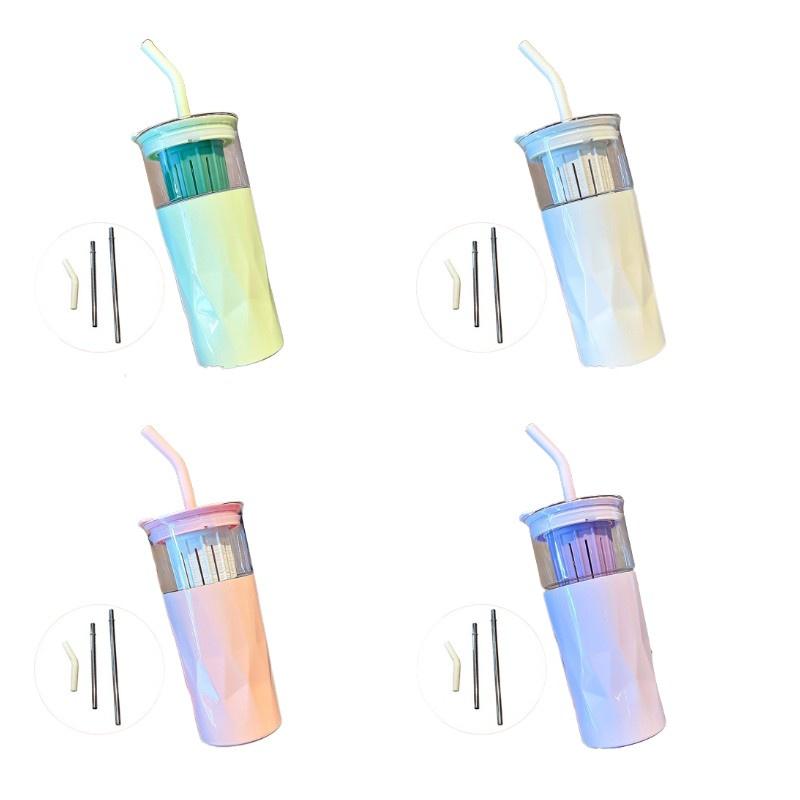 Стильный стеклянный стакан с соломинкой и большой вместимостью, идеально подходящий для студентов, лета и любителей чая