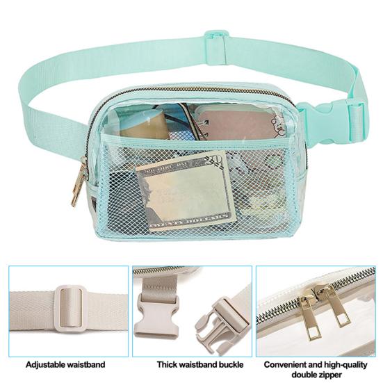 Clear Fanny Pack Belt Bag Large Capacity Water-Resistant Zipper Closure Stadium Approved Transparent Waist Bag