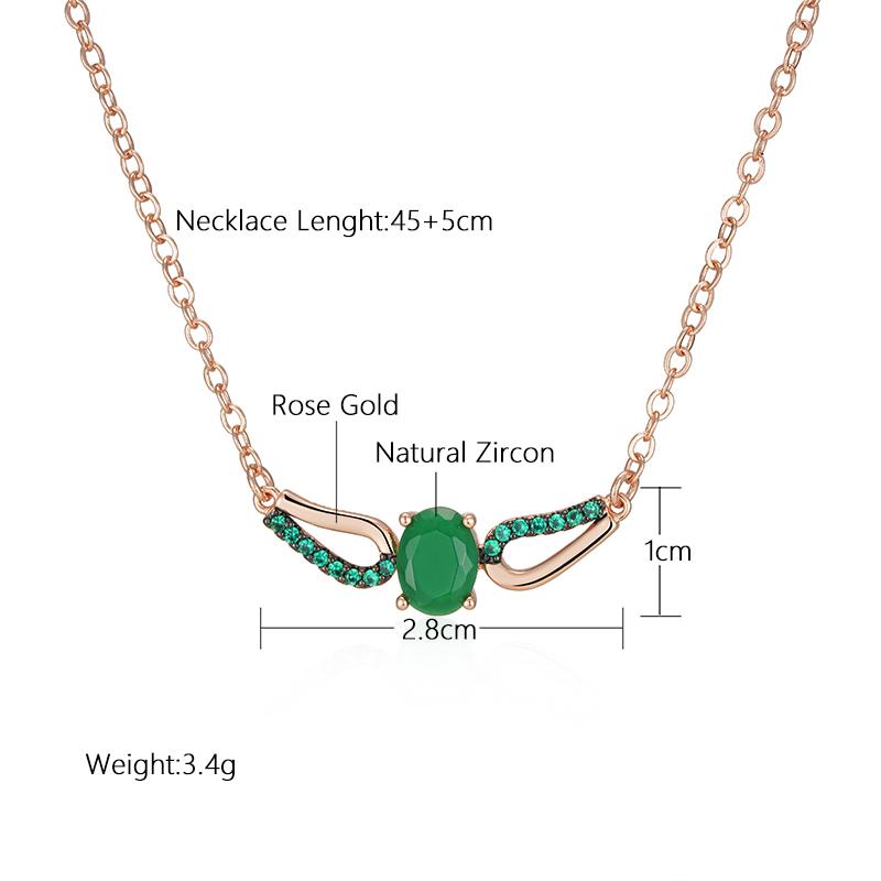 Kinel темно-зеленый кубический циркон кулон ожерелье для женщин цвет розового золота с черным покрытием роскошные ювелирные изделия