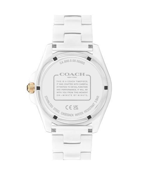 Coach СЕРЫЕ ЧАСЫ 36 ММ ИЗ БЕЛОЙ КЕРАМИКИ С РАДУЖНЫМИ КРИСТАЛЛАМИ. 14504019