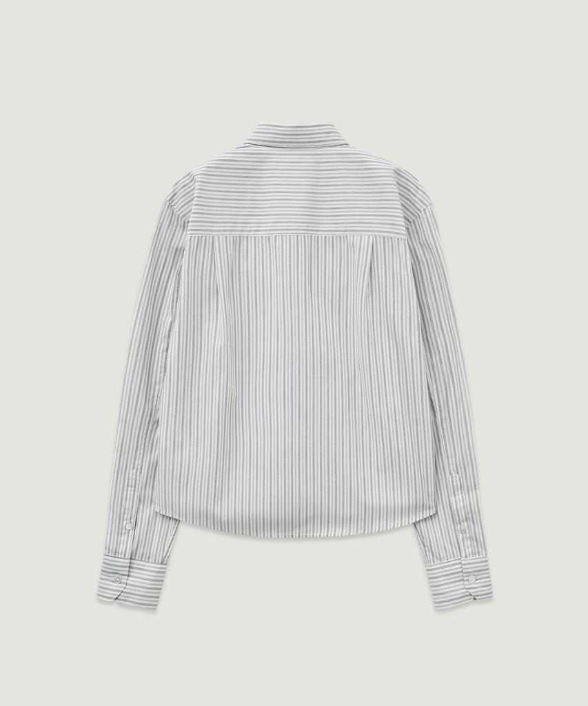LMOOD WOMEN Country Stripe Cotton Crop Shirt Sepia