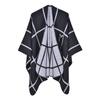 New Autumn and Winter Split-ended Warm Shawl European and American Classic Plaid Cloak with Straps and Cardigan