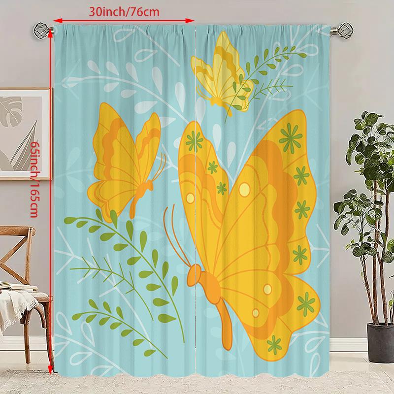 2 шт. - Бабочка - занавеска с принтом - материал полиэстер - для спальни, гостиной, кабинета, занавеска, препятствующая приватности