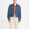 Levis SS22 Однотонная однобортная джинсовая куртка свободного кроя Женские куртки Синий A1978-0000