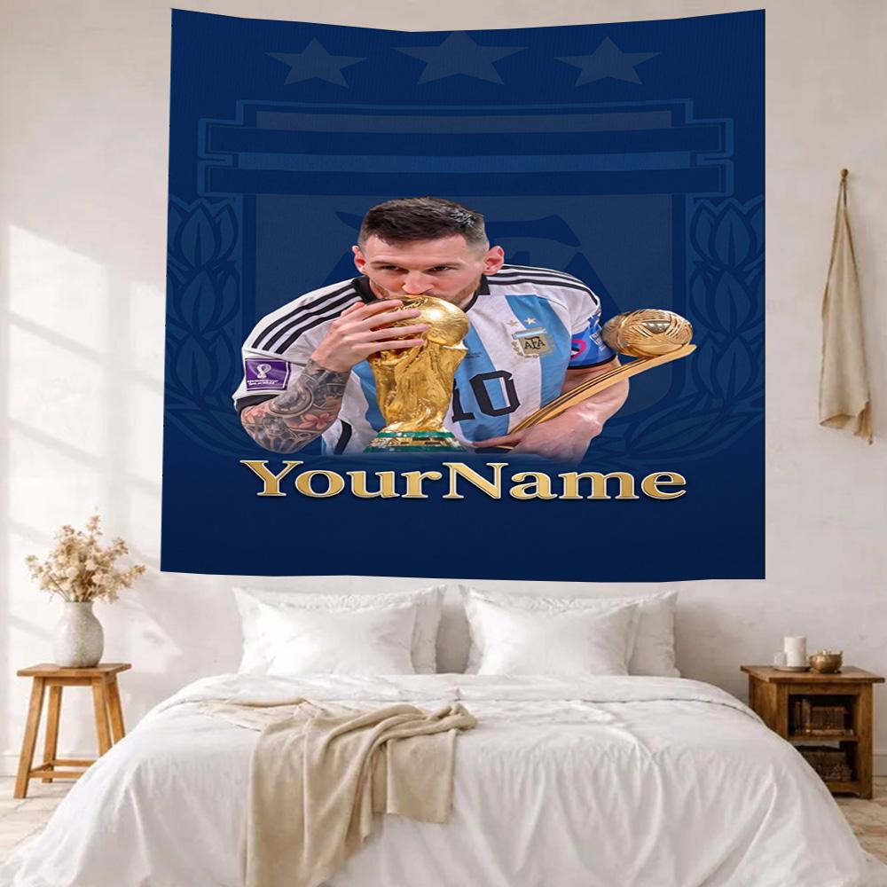 Messi Custom Your Name Wall Decor Tapestry Art For Pet Memorial Birthdaywedding Party Backdrop Family Gift