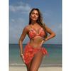 With Sarong Printed Halter Bikini Women Swimwear Female Swimsuit Three-pieces Bikini Set Padded Bather Bathing Suit Swim