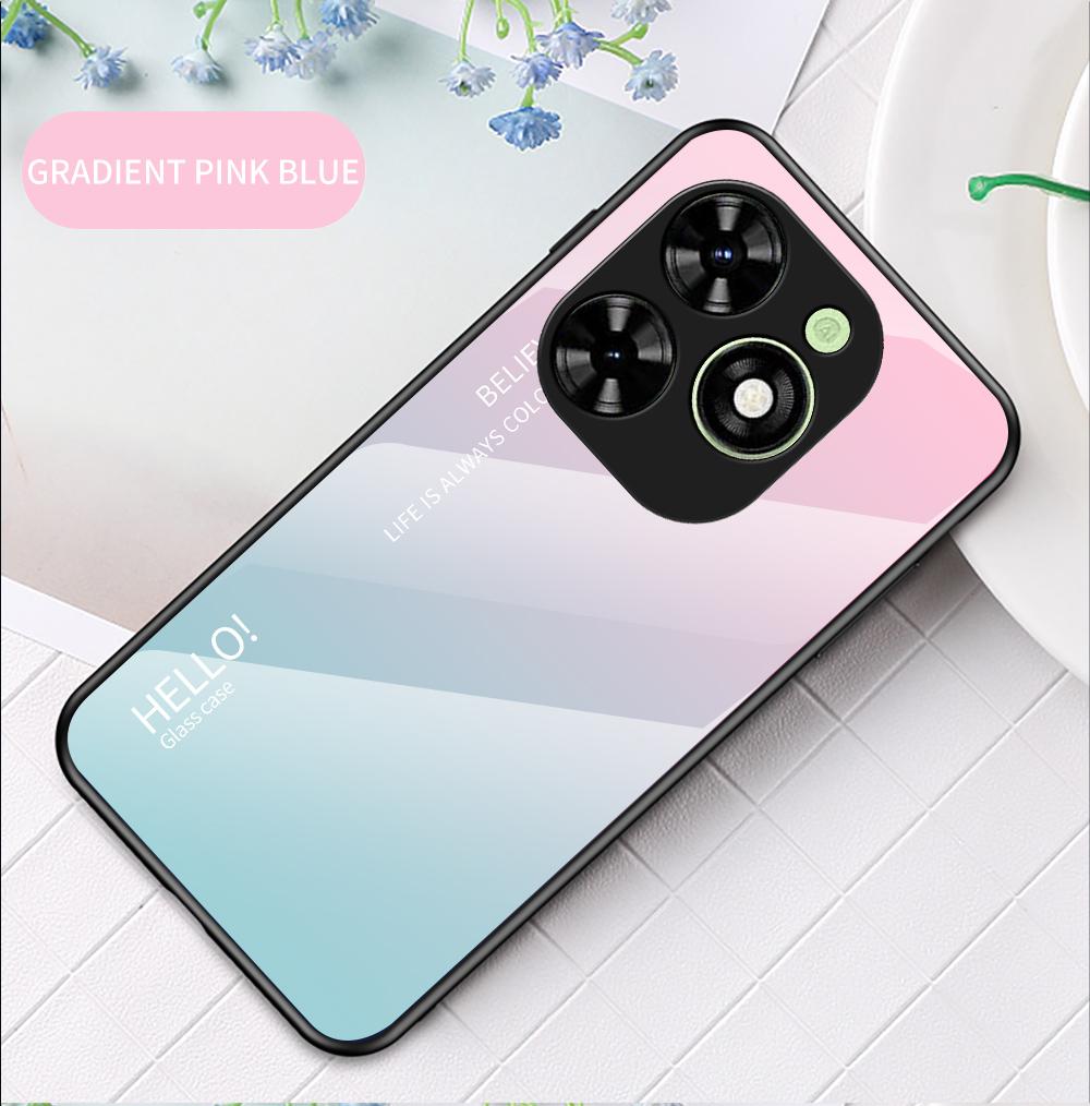 For Infinix Hot 40i Hot40i Case Gradient Aurora Tempered Glass Soft Frame Back Cover Phone Case