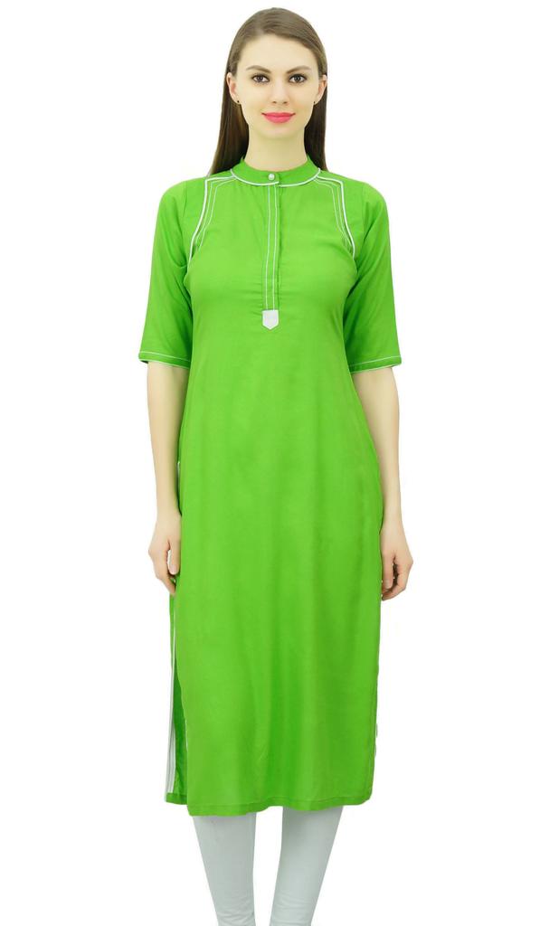 Phagun Mandarin Collar Kurti For Womens Ethnic India Tunic Top Ladies Rayon