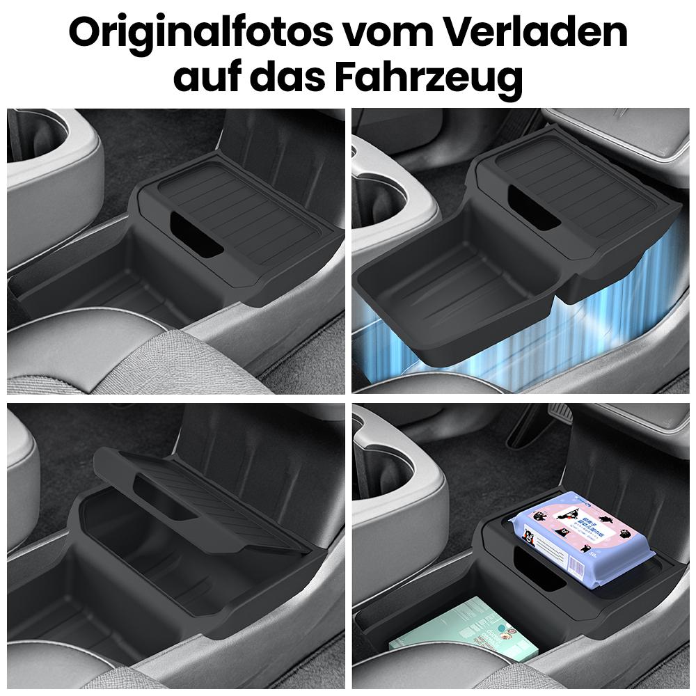 YZ for Tesla Model Y Standard RWD 2025 2026 TPE Under Central Control Storage Box TPE with Lid Tidying Organizer Car Accessorie