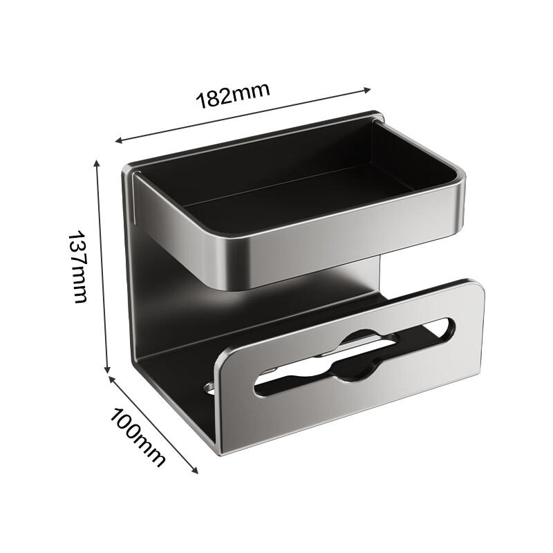 Tissue Holder, Bathroom Storage Rack, Suction Cup Space Aluminum, No Drilling Required, Toilet Paper Dispenser, Wall-Mounted, Waterproof Roll Holder