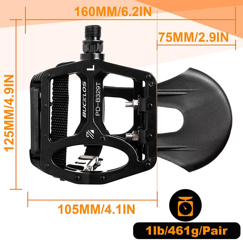 BUCKLOS Toe Clip Pedal Aluminum Alloy Bicycle Spin Pedal Non-slip Indoor Exercise Bike Pedals Dynamic Bike Pedals Bicycle Part