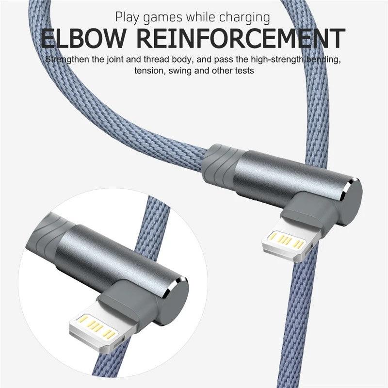USB-кабель для быстрой зарядки, 90 градусов, для iPhone 11, 12, 13 Pro Max SE 2, 6, 6s, 7, 8 Plus X XR, шнур для передачи данных iPad Origin, длинный провод, 3 м