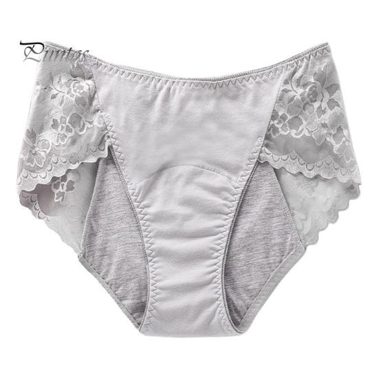 Women Menstrual Panties Lace Solid Color Plus Size Butt-lifted Mid Waist Seamless Elastic Period Leakproof Briefs Underpants Female Underwear