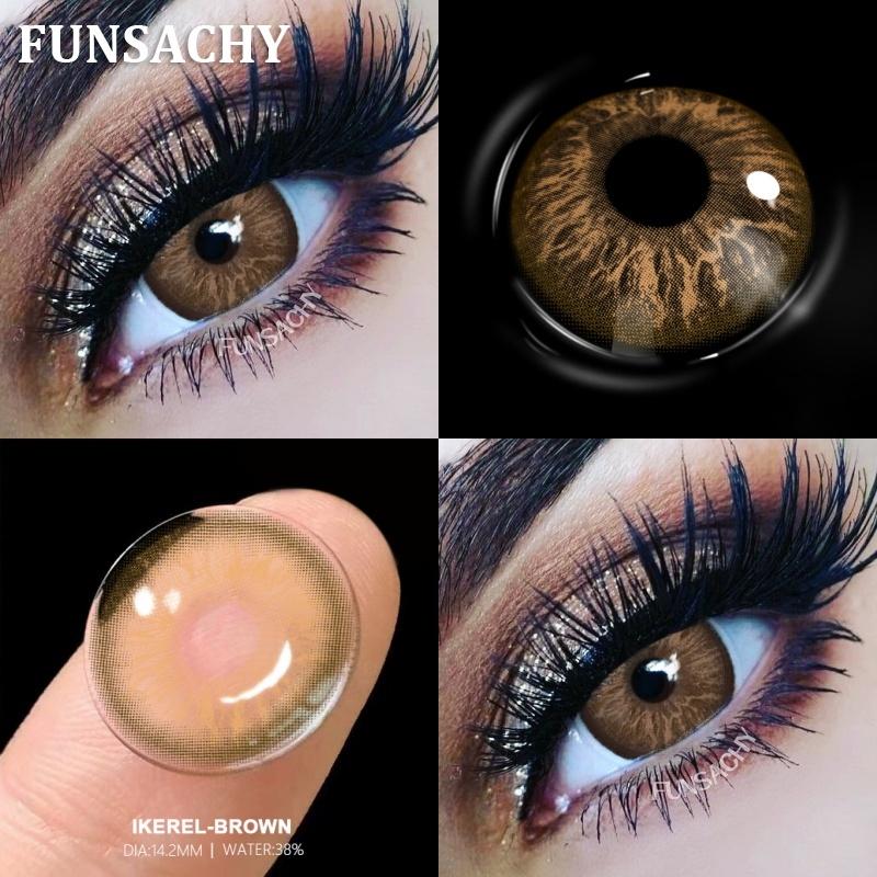 FUNSACHY 2pcs New Colored Lenses for Eyes Black Pupil Natural Contact Lenses Brown Gray Colorful Cosmetic Lens Fast Shipping
