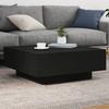 VidaXL Coffee Table with LED Lights, Side Table, End Table, Living Room Furniture, Modern, Black Wood 836589