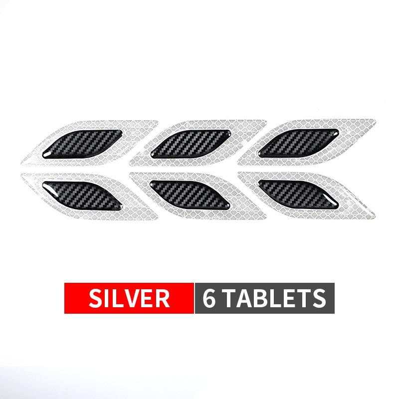 6 шт./компл. светоотражающие полосы для автомобиля из углеродного волокна, наклейки для автомобиля, грузовика, автомобиля, мотоцикла, предупреждающие наклейки против царапин, 5 цветов
