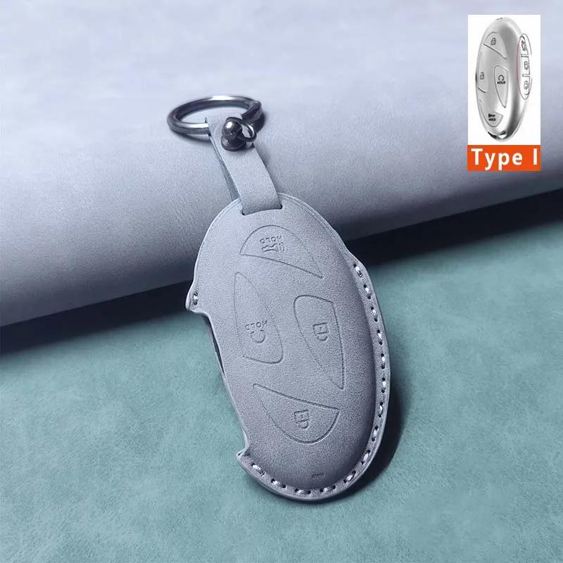 Car Smart Key Case Cover for Hyundai Grandeur GN7 Kona Ev 2023 Ionic 6 5/7 Bottons Leather Keychain Durable Protect Accessories