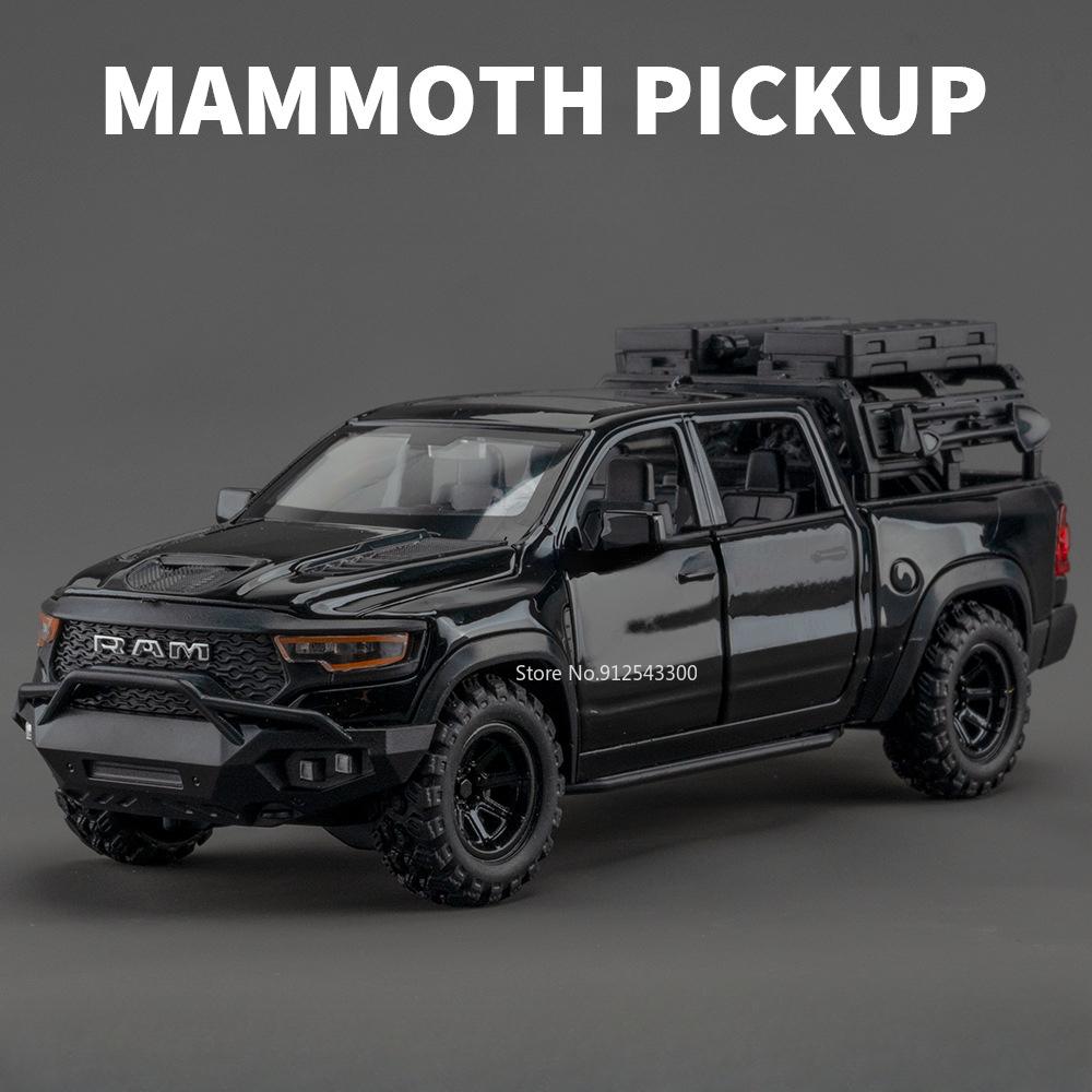 1/32 Dodge RAM MAMMOTH Pickup Toy Car Model Metal Diecast Off Road Vehicles Models Pull Back Shock Absorbation Boys Best Gifts