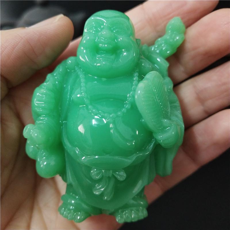 Glowing Laughing Buddha Statue Sculpture Man-made Jade Stone Home Decoration Feng Shui Lucky Maitreya Buddha Statues Figurines