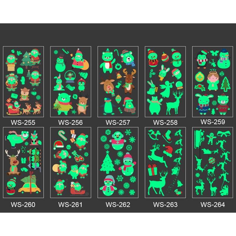 Рождественские светящиеся тату-наклейки Детские светящиеся тату-наклейки Снеговик Пингвин Лицо Симуляция Мультяшные наклейки