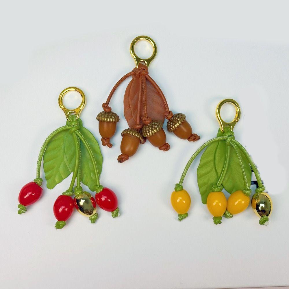 Pu Leather Fruit Bag Charm Elegant Bag Pendant Cute Cherry Keychain  Summer
