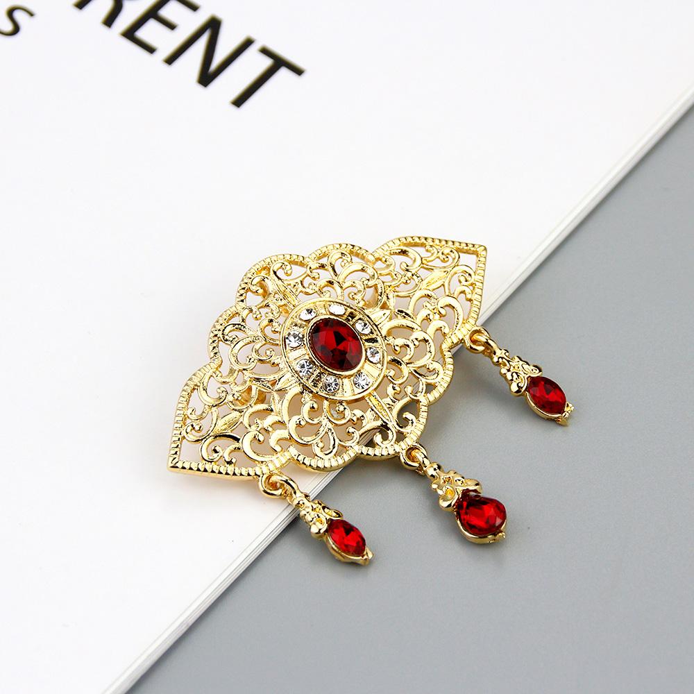 Chic Gold Color Crystal Brooch For Women Brooch Pins Flower Arabesque Bridal Wedding Jewelry